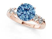 Round Five Stone Engagement Ring Setting for a Fancy Blue Lab-Grown Diamond | Rose Gold