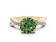 Round Twist Engagement Ring Setting for a Fancy Green Lab-Grown Diamond | Yellow Gold