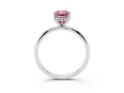 Fancy Pink Radiant Cut Diamond Solitaire Engagement Ring Set in Silver with Prong Setting and Polished Band