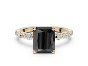 Radiant Cut Pavé Engagement Ring Setting for a Black Center | Alternating Accents | Yellow Gold