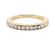Round Diamond Slender Eternity Band Set in Yellow gold with Pavé U-Prong Setting