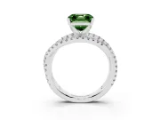 Fancy Green Asscher Cut Diamond Solitaire Twist Band Ring Set in White gold with Pavé Setting and Prong Head