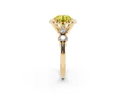 Round Floral Engagement Ring Setting for a Fancy Yellow Lab-Grown Diamond | Petal Frame and Side Stones | Yellow Gold