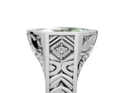Marquise Vintage Bezel Engagement Ring Setting for a Fancy Green Lab-Grown Diamond | Engraved Band | White Gold
