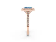 Asscher Cut Vintage Milgrain Halo Engagement Ring Setting for a Fancy Blue Lab-Grown Diamond | Bezel Head | Rose Gold