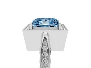 Princess Cut Milgrain Halo Engagement Ring Setting for a Fancy Blue Lab-Grown Diamond | Side Stones | Sterling Silver