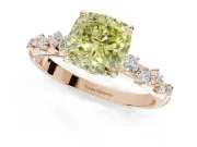 Cushion Cut Graduated Solitaire Engagement Ring Setting for a Fancy Yellow Lab-Grown Diamond | Rose Gold