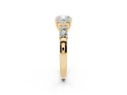Cushion Cut Diamond Five-Stone Prong Set Engagement Ring Set in Yellow gold with Channel Band