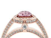 Pear-Shaped Sectioned Halo Engagement Ring Setting for a Fancy Pink Lab-Grown Diamond | Rose Gold