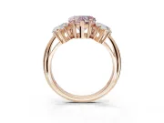 Heart-Shaped Three Stone Engagement Ring Setting for a Fancy Pink Lab-Grown Diamond | Plain Band | Rose Gold