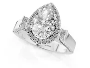 Pear-Shaped Halo Engagement Ring Setting | Pavé Panel Shoulders | Platinum