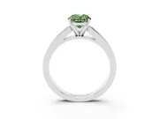 Fancy Green Oval Cut Diamond Solitaire Ring Set in Silver with Channel-Set Band and Prong Setting