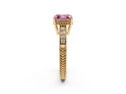 Asscher Cut Engraved Engagement Ring Setting for a Fancy Pink Lab-Grown Diamond | Yellow Gold