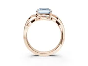 Asscher Cut Bypass Solitaire Engagement Ring Setting for a Fancy Blue Lab-Grown Diamond | Pavé Strands | Rose Gold