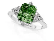 Radiant Cut Cluster Engagement Ring Setting for a Fancy Green Lab-Grown Diamond | White Gold