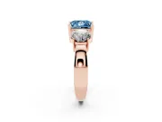 Princess Cut Three Stone Engagement Ring Setting for a Fancy Blue Lab-Grown Diamond | Wide Plain Band | Rose Gold