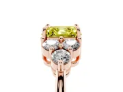 Asscher Cut Cluster Side Stone Engagement Ring Setting for a Fancy Yellow Lab-Grown Diamond | Plain Band | Rose Gold