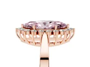 Fancy Pink Marquise Cut Diamond Halo Ring Set in Rose gold with Round Halo and Smooth Solitaire Band
