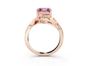Asscher Cut Twisted Bypass Engagement Ring Setting for a Fancy Pink Lab-Grown Diamond | Rose Gold