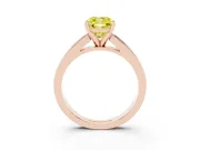 Fancy Yellow Cushion Cut Diamond Solitaire Ring Set in Rose gold with Channel-Set Band and Prong Setting