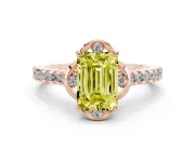 Emerald Cut Floral Petal Engagement Ring Setting for a Fancy Yellow Lab-Grown Diamond | Petal Accents | Rose Gold