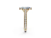 Marquise Vintage Engraved Pavé Engagement Ring Setting for a Fancy Blue Lab-Grown Diamond | Milgrain Edges | Yellow Gold