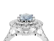Fancy Blue Pear-Shaped Lab-Grown Diamond Double Halo Statement Ring Set in Sterling Silver with Pavé Band