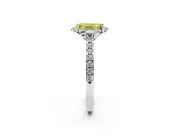 Emerald Cut Floral Petal Engagement Ring Setting for a Fancy Yellow Lab-Grown Diamond | Petal Accents | Platinum