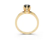 Fancy Black Radiant Cut Diamond Solitaire Engagement Ring Set in Yellow gold with Slim Tapered Solitaire Band