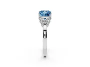 Fancy Blue Princess Cut Diamond Solitaire Floral Ring Set in White gold with Marquise Petals and Prong Setting