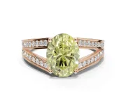Oval Split Shank Pavé Engagement Ring Setting for a Fancy Yellow Lab-Grown Diamond | Rose Gold