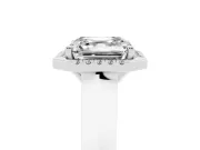 Asscher Cut Halo Engagement Ring Setting | Knife-Edge Band | Platinum
