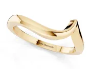 Chevron V-Shaped Plain Contour Band Set in Yellow gold