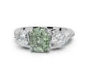 Cushion Cut Engagement Ring Setting for a Fancy Green Lab-Grown Diamond | Sterling Silver - Design NV-24901