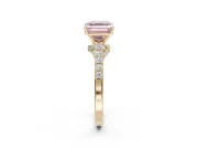 Asscher Cut Pavé Solitaire Engagement Ring Setting for a Fancy Pink Lab-Grown Diamond | Crossover Gallery | Yellow Gold