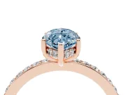 Fancy Blue Marquise Cut Diamond Pavé Band Ring Set in Rose gold with Prong-Set Center Stone
