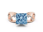 Princess Cut Loop Engagement Ring Setting for a Fancy Blue Lab-Grown Diamond | Rose Gold
