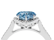 Heart-Shaped Petal Tip Halo Engagement Ring Setting for a Fancy Blue Lab-Grown Diamond | Pavé Band | White Gold