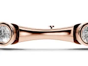 Round Lab-Grown Diamond Bezel Station Bamboo Link Bracelet | Hinged Links | Rose Gold
