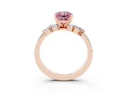 Fancy Pink Radiant Cut Diamond Solitaire Ring Set in Rose gold with Marquise Twist Band and Prong Setting