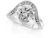 Heart-Shaped Bypass Solitaire Engagement Ring Setting | Pavé Ribbon | Platinum