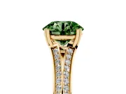 Round Pave Split Shank Engagement Ring Setting for a Fancy Green Lab-Grown Diamond | Double Claw Prongs | Yellow Gold