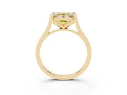 Emerald Cut Claw Corner Halo Engagement Ring Setting for a Fancy Yellow Lab-Grown Diamond | Plain Band | Yellow Gold