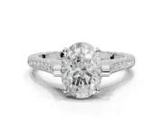 Oval Vintage Cathedral Engagement Ring Setting | Carved Band | Sterling Silver