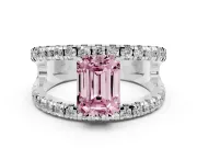 Emerald Cut Split Shank Pavé Engagement Ring Setting for a Fancy Pink Lab-Grown Diamond | Platinum