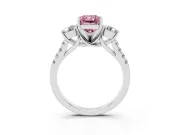 Radiant Cut Three-Stone Engagement Ring Setting for a Fancy Pink Lab-Grown Diamond | White Gold