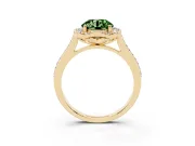 Round Halo Engagement Ring Setting for a Fancy Green Lab-Grown Diamond | Petal Tips | Yellow Gold