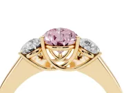 Pear-Shaped 3 Stone Engagement Ring Setting for a Fancy Pink Lab-Grown Diamond | Yellow Gold