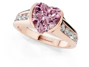 Heart-Shaped Half Bezel Engagement Ring Setting for a Fancy Pink Lab-Grown Diamond | Rose Gold