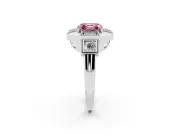 Fancy Pink Asscher Cut Diamond Milgrain Halo Ring Set in Silver with Split Shank